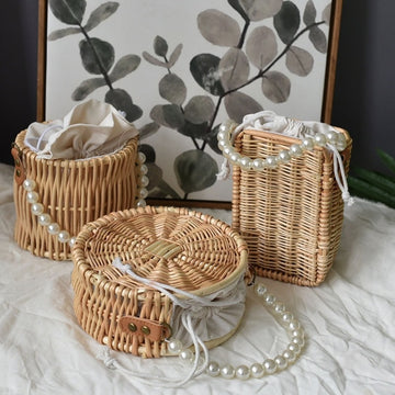 Round Straw Bucket Bag