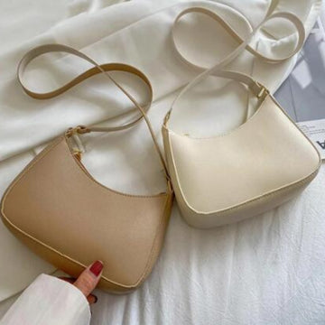 Retro Solid Color PU Leather Shoulder Underarm Bag